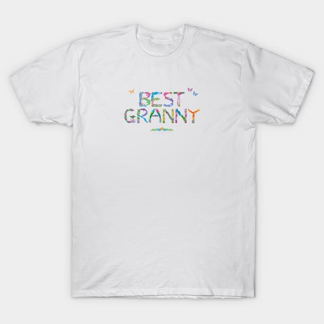 Best Granny - tropical wordart T-Shirt by DawnDesignsWordArt